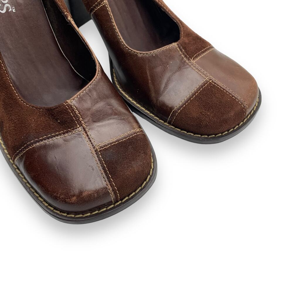 Two Lips Brown Leather Suede Patchwork Square Toe… - image 7